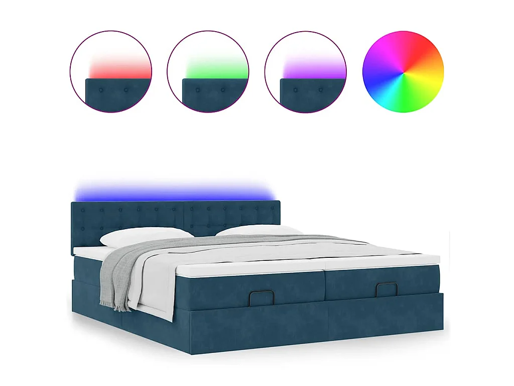 Ottoman bed met matrassen en LED's 180x200cm fluweel