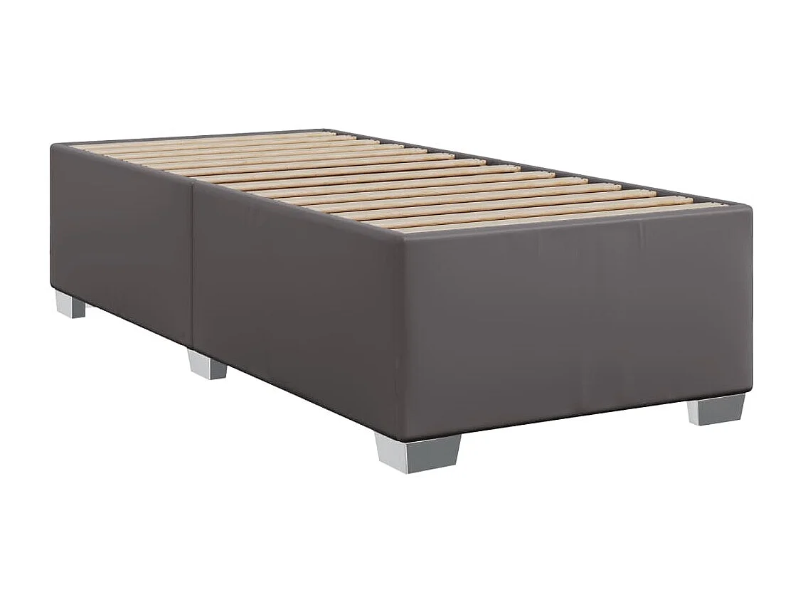 Boxspringbett mit Matratze Grau 90x200 cm Kunstleder