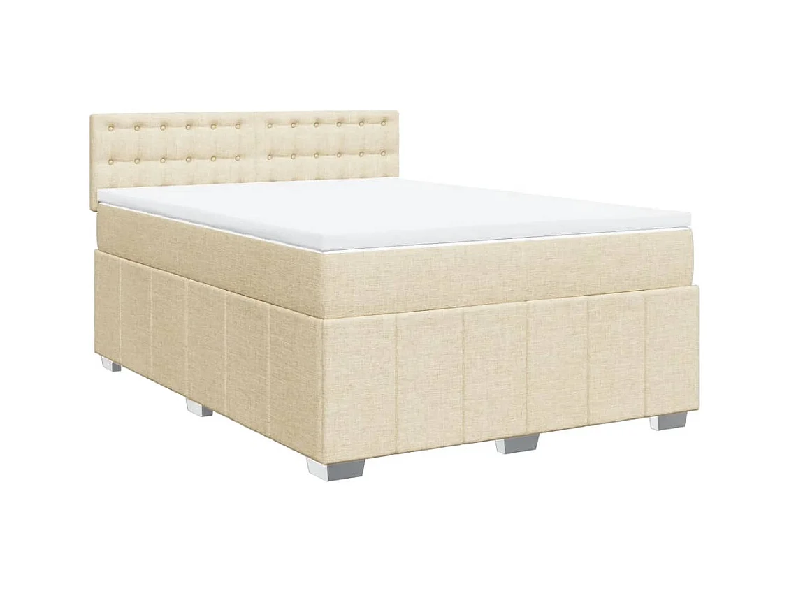 Boxspring met matras stof crèmekleurig 160x200 cm
