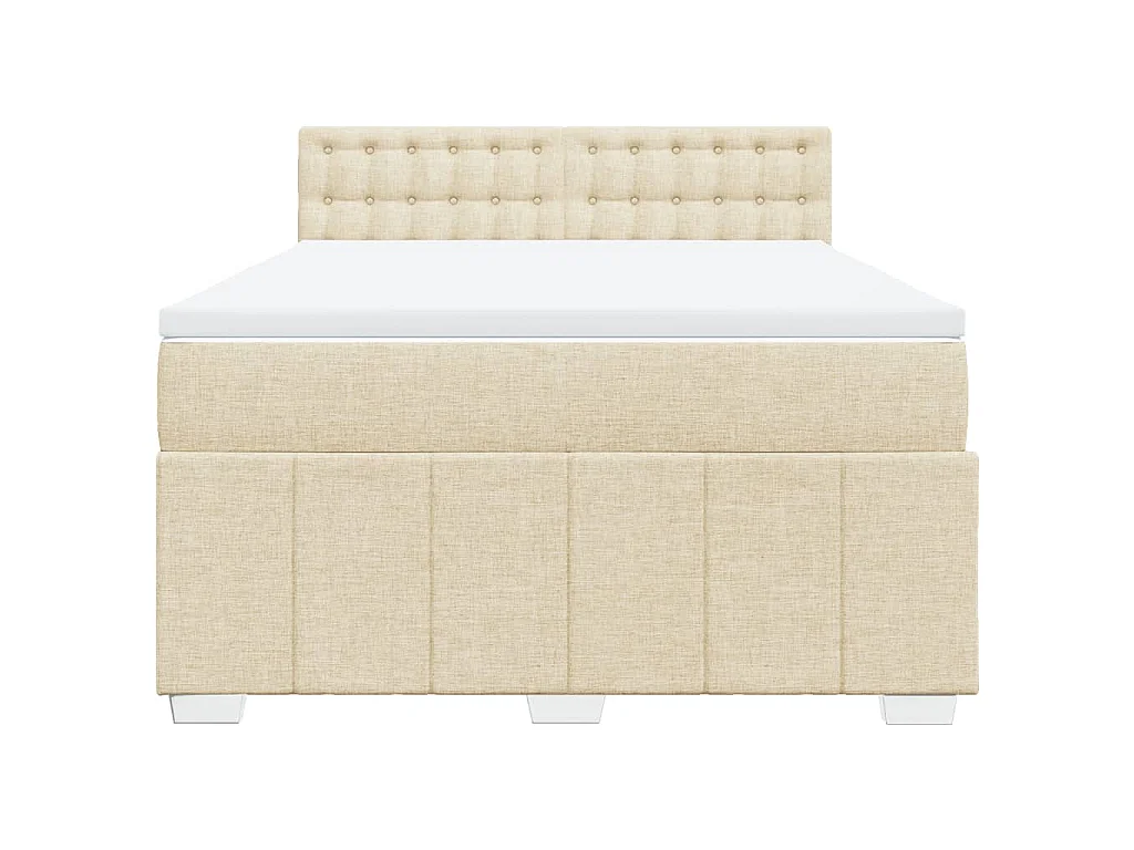 Boxspring met matras stof crèmekleurig 160x200 cm