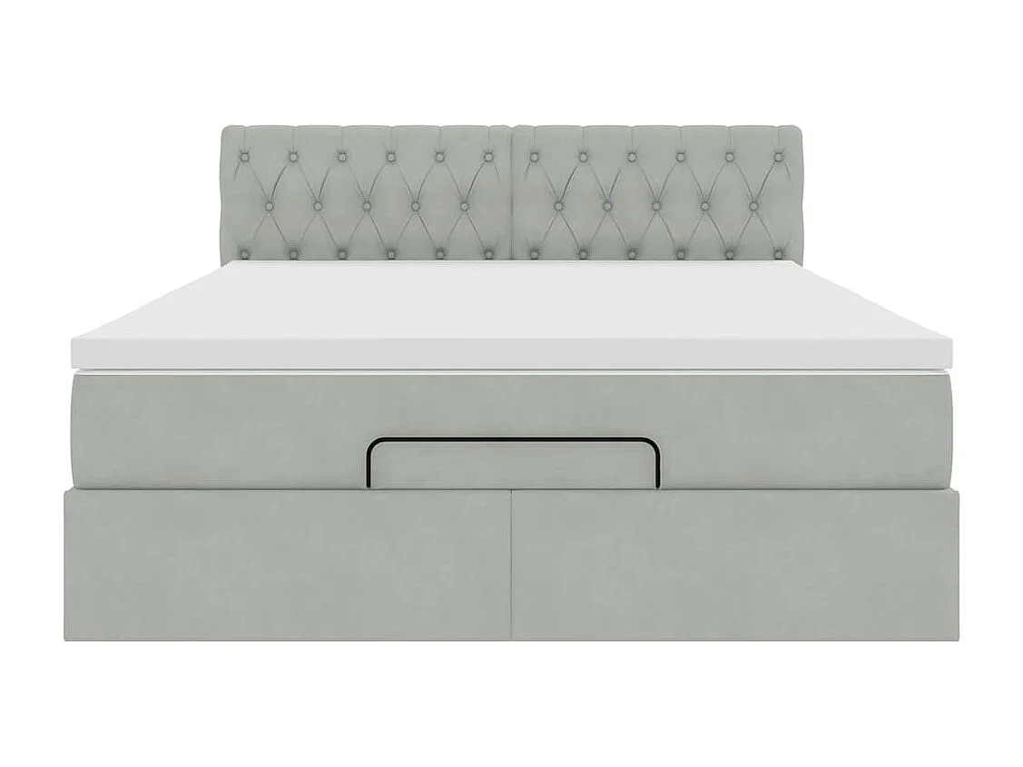 Ottoman-Bett mit Matratze & LEDs Hellgrau 140x200 cm Samt