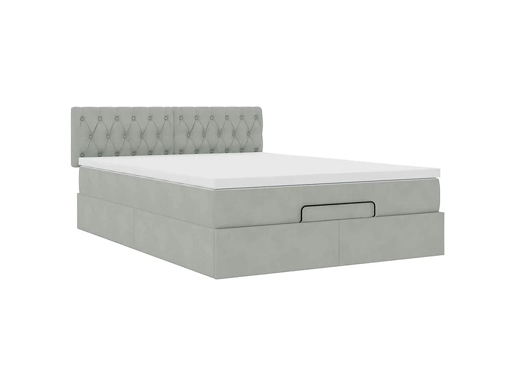 Estrutura de cama otomana com colchão 140x200 cm cinzento claro