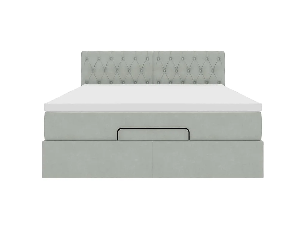 Estrutura de cama otomana com colchão 140x200 cm cinzento claro