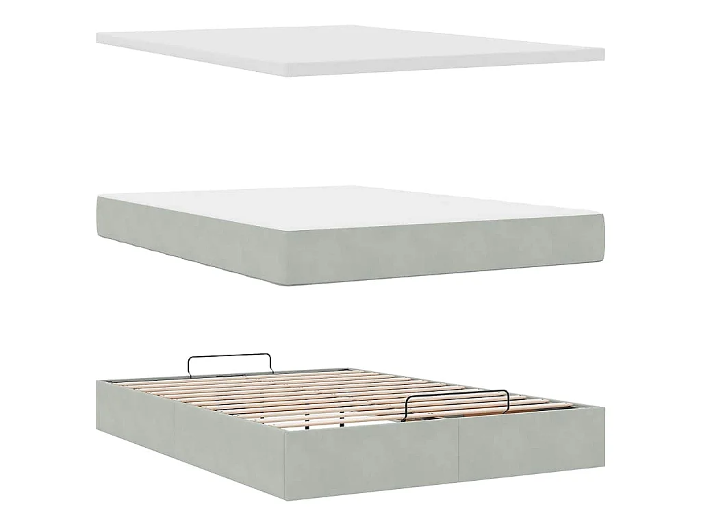 Estrutura de cama otomana com colchão 140x200 cm cinzento claro