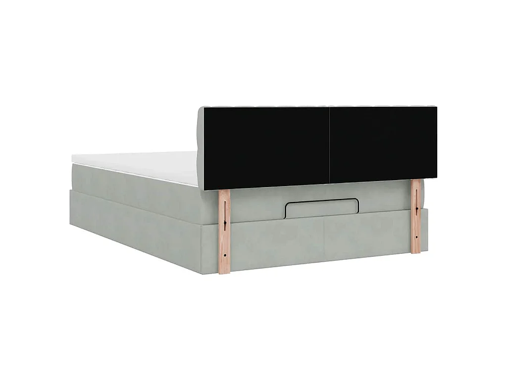 Estrutura de cama otomana com colchão 140x200 cm cinzento claro