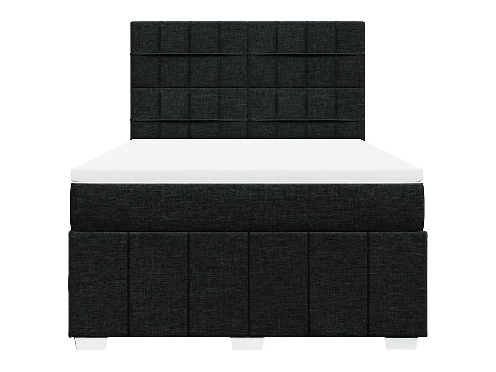 Cama box spring con colchón tela negro 140x200 cm