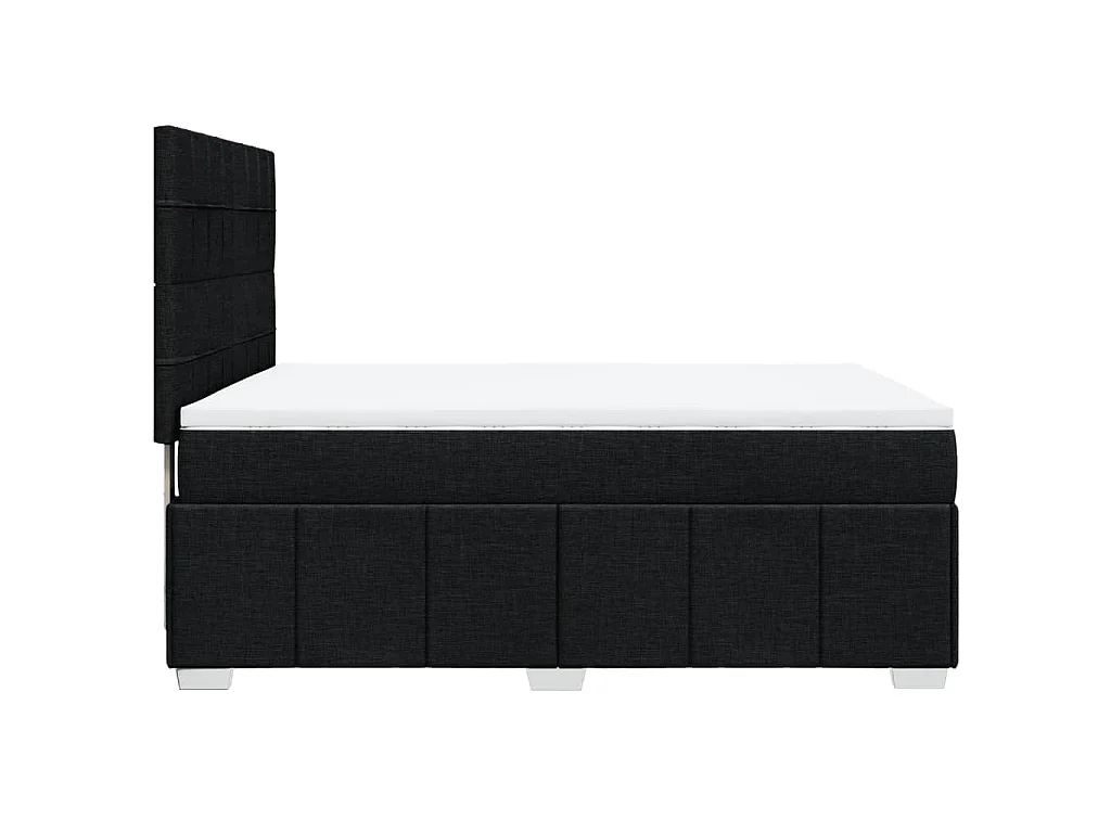 Cama box spring con colchón tela negro 140x200 cm