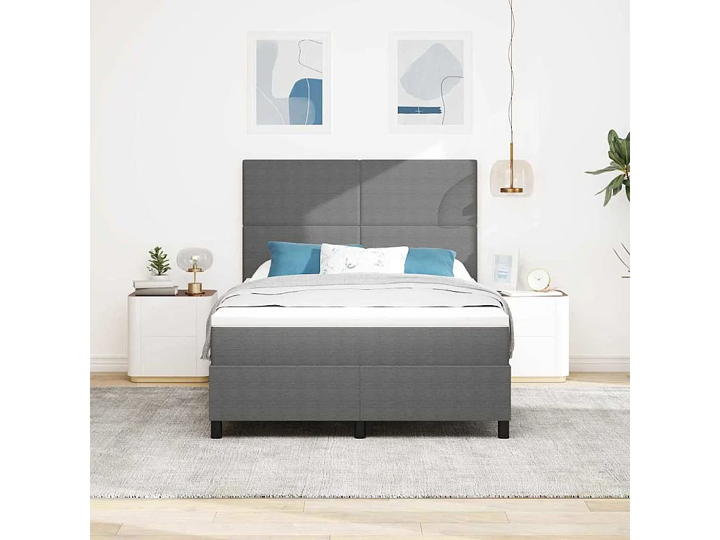 Boxspringbett Hellgrau und Weiß 140 x 200 cm Cordstoff