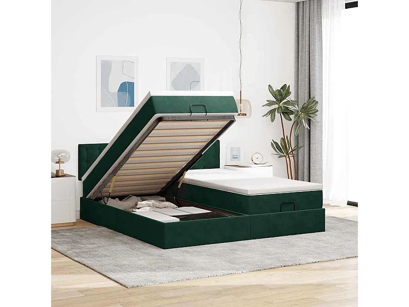 Struttura Letto Pouf con Materassi 180x200 cm Velluto