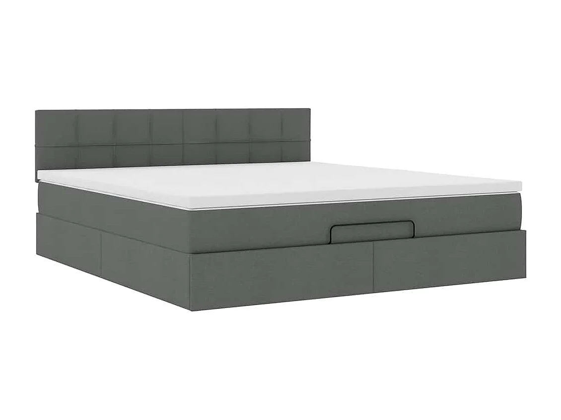 Cadre de lit ottoman avec matelas gris foncé 160x200cm tissu