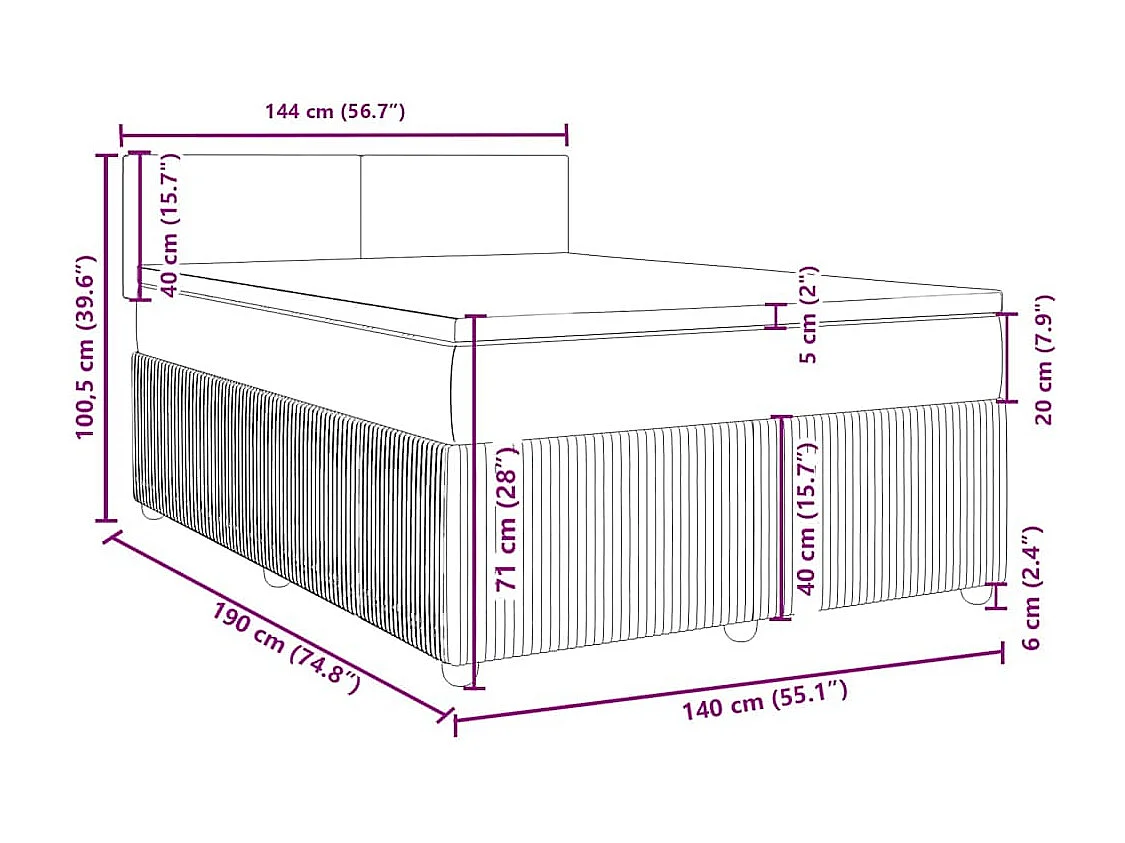 Boxspring met matras stof zwart 140x190 cm