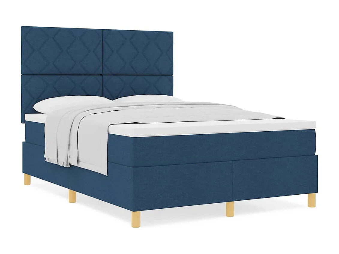 Lit à ressorts avec matelas Bleu 140 x 190 cm tissu