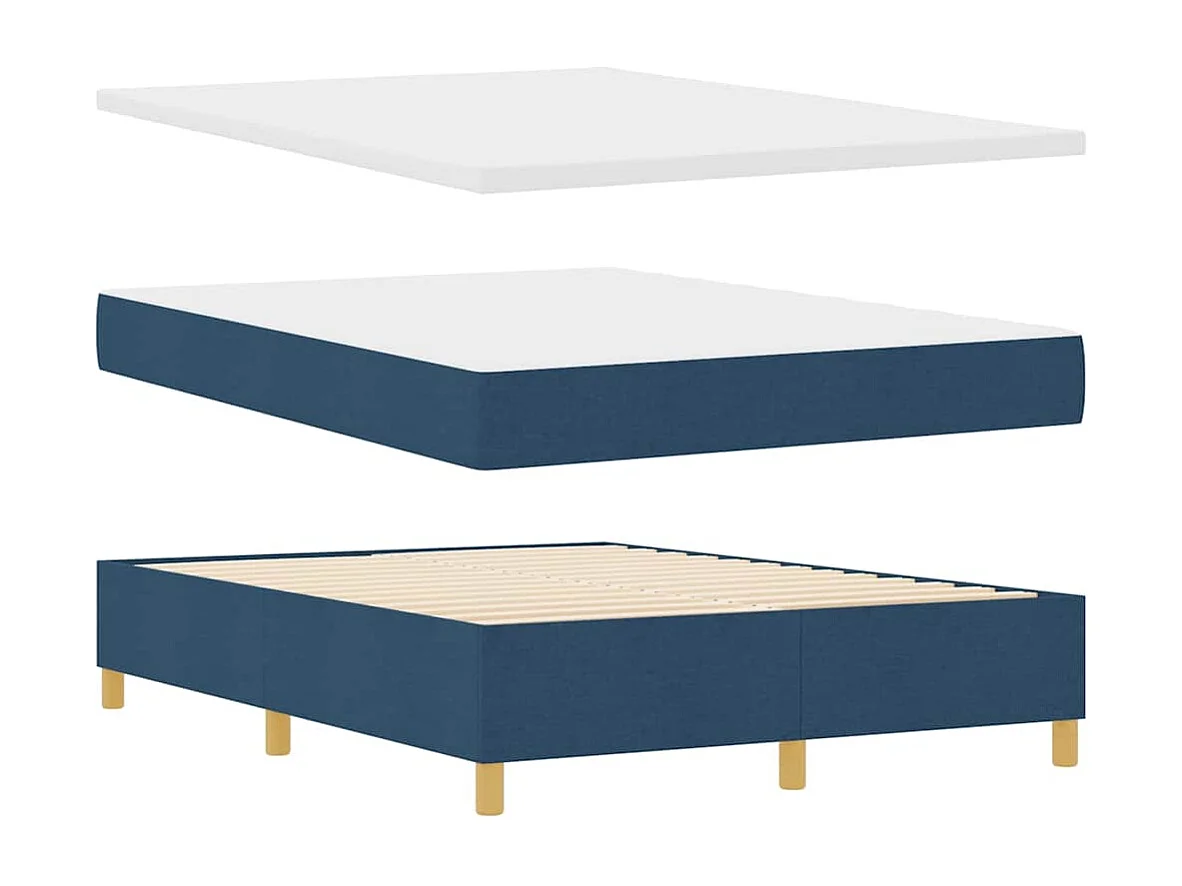 Lit à ressorts avec matelas Bleu 140 x 190 cm tissu