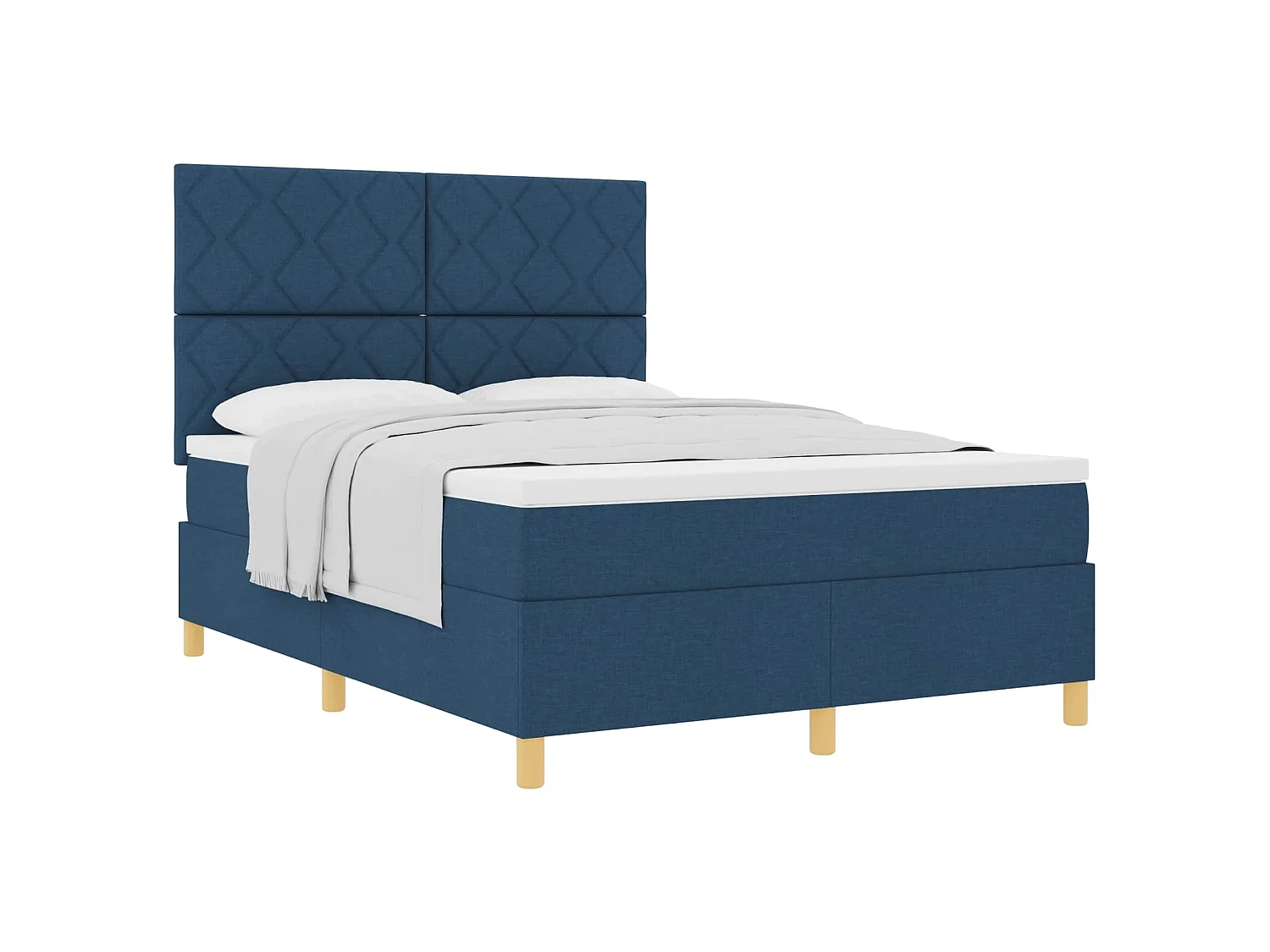 Boxspringbett mit Kopfteil Blau 140 x 190 cm Stoff
