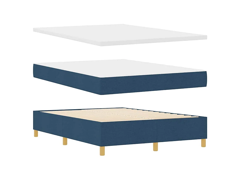 Boxspringbett mit Kopfteil Blau 140 x 190 cm Stoff