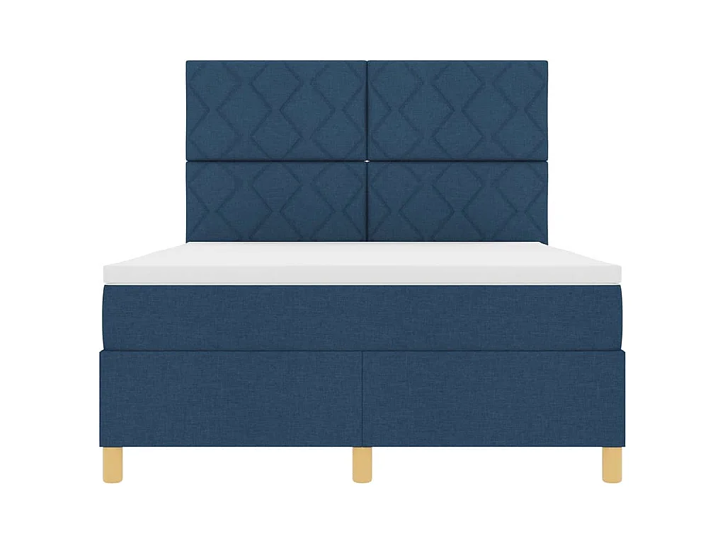 Boxspringbett mit Kopfteil Blau 140 x 190 cm Stoff
