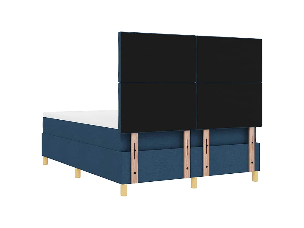 Boxspringbett mit Kopfteil Blau 140 x 190 cm Stoff