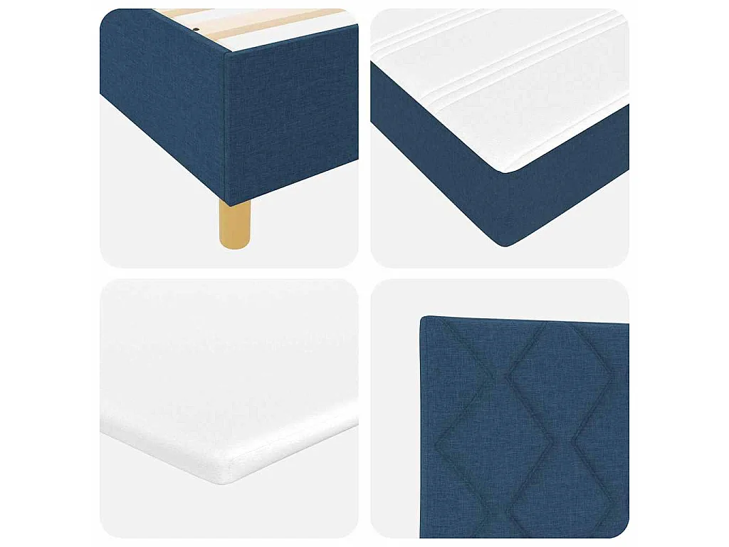 Boxspringbett mit Kopfteil Blau 140 x 190 cm Stoff
