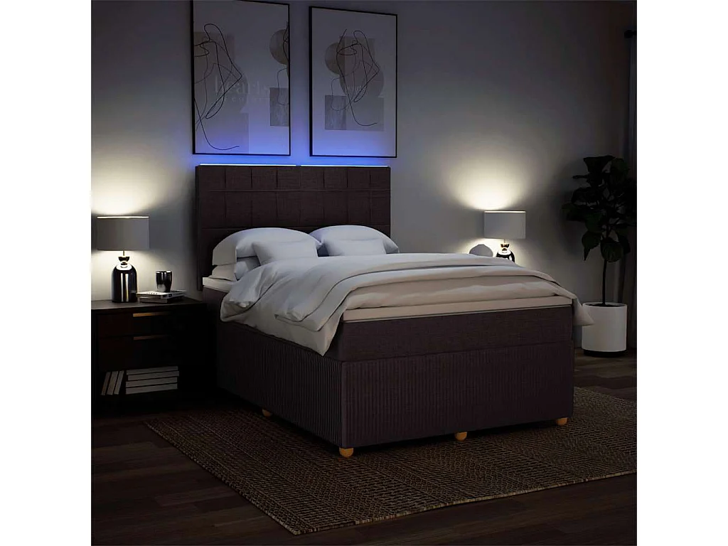 Sommier à lattes de lit avec matelas Marron foncé 140x200 cm