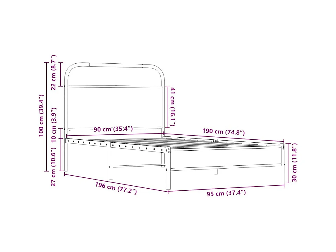 Bettgestell ohne Matratze 90x190 cm Sonoma-Eiche Holzwerkstoff