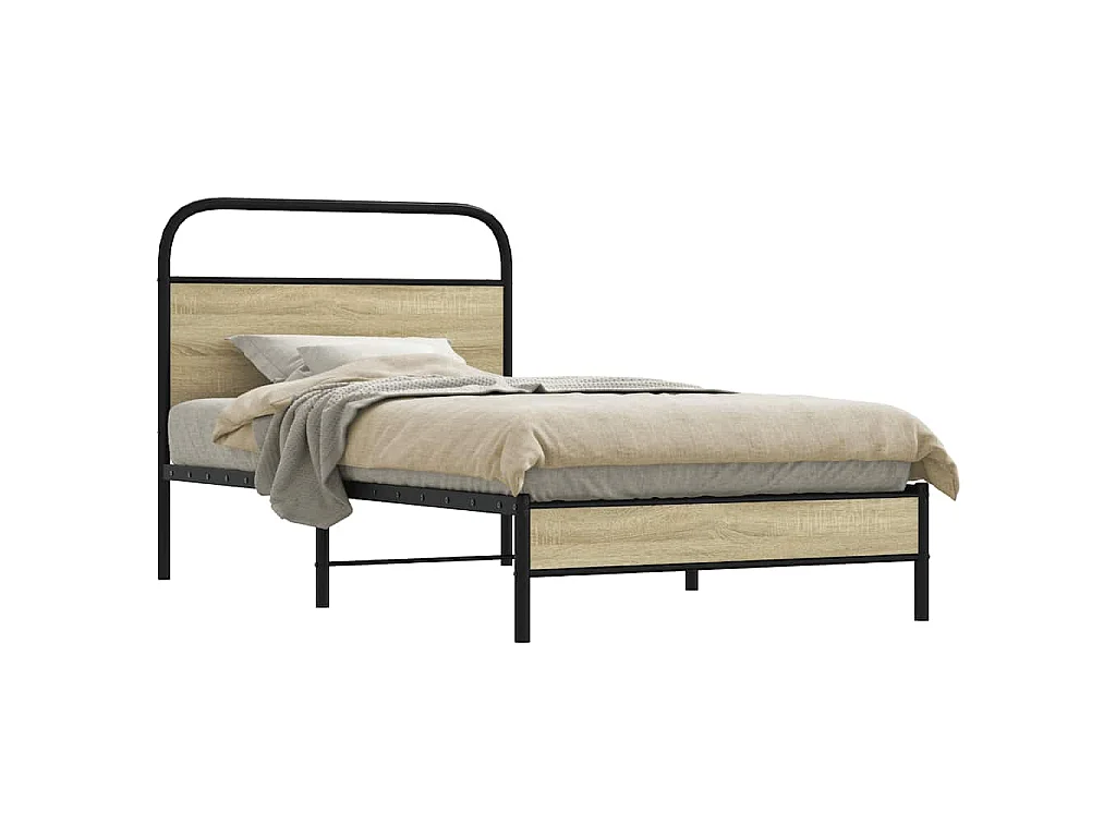 Cadre de lit sans matelas 90x190cm chêne sonoma bois ingénierie