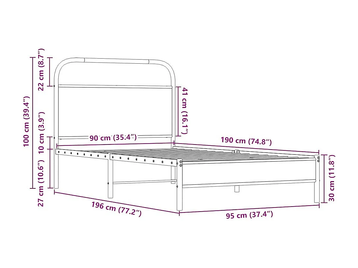 Cadre de lit sans matelas 90x190cm chêne sonoma bois ingénierie