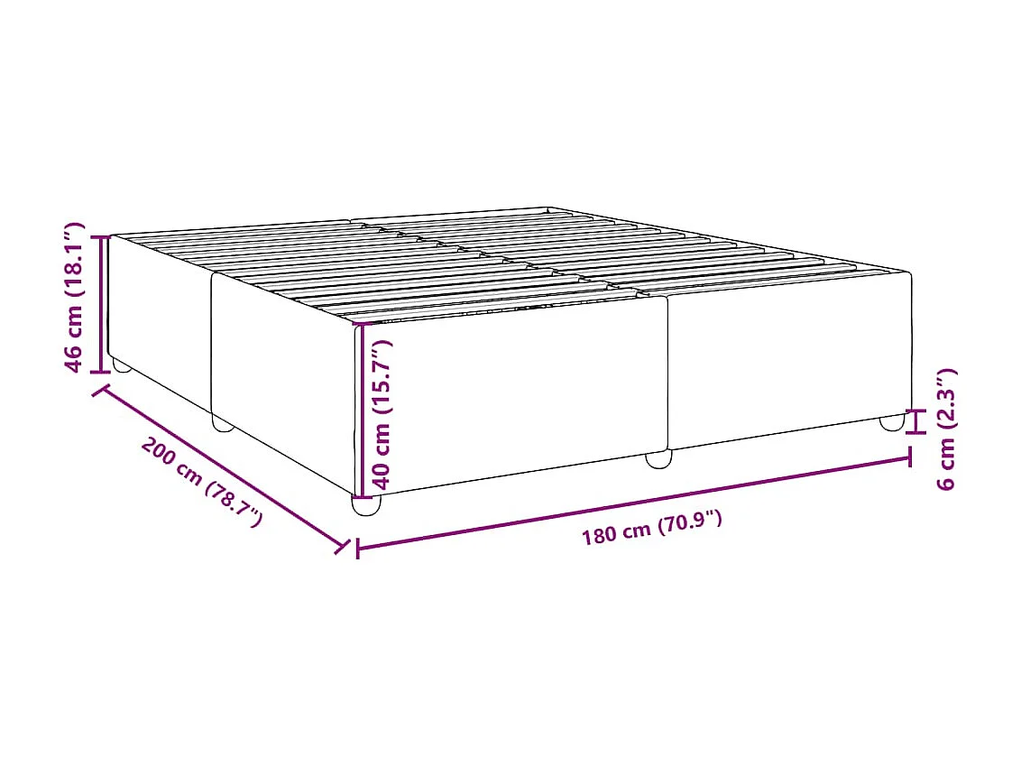 Cadre de lit sans matelas taupe 180x200 cm tissu