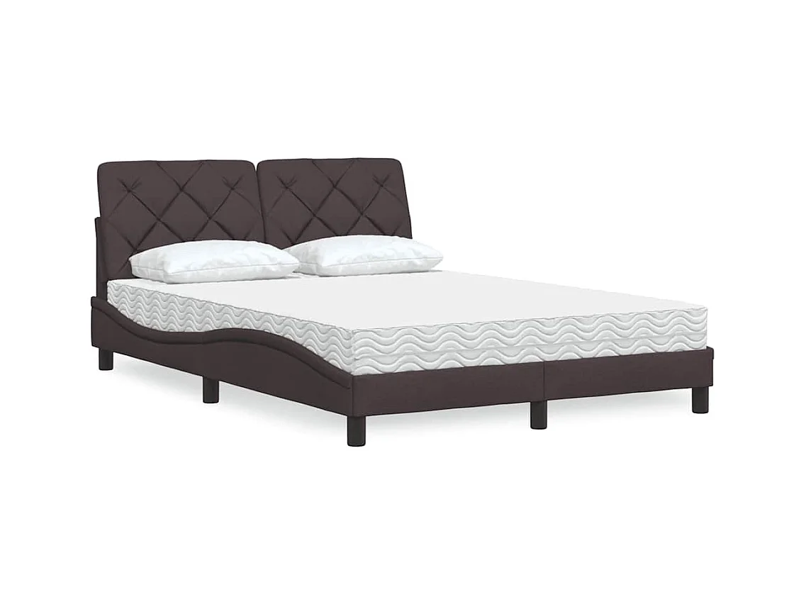 Cama com colchão 140x190 cm tecido castanho-escuro