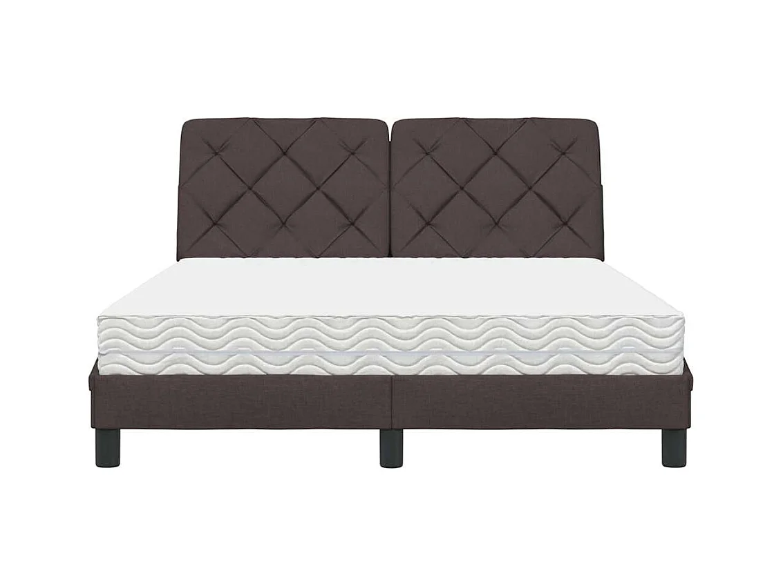 Cama com colchão 140x190 cm tecido castanho-escuro
