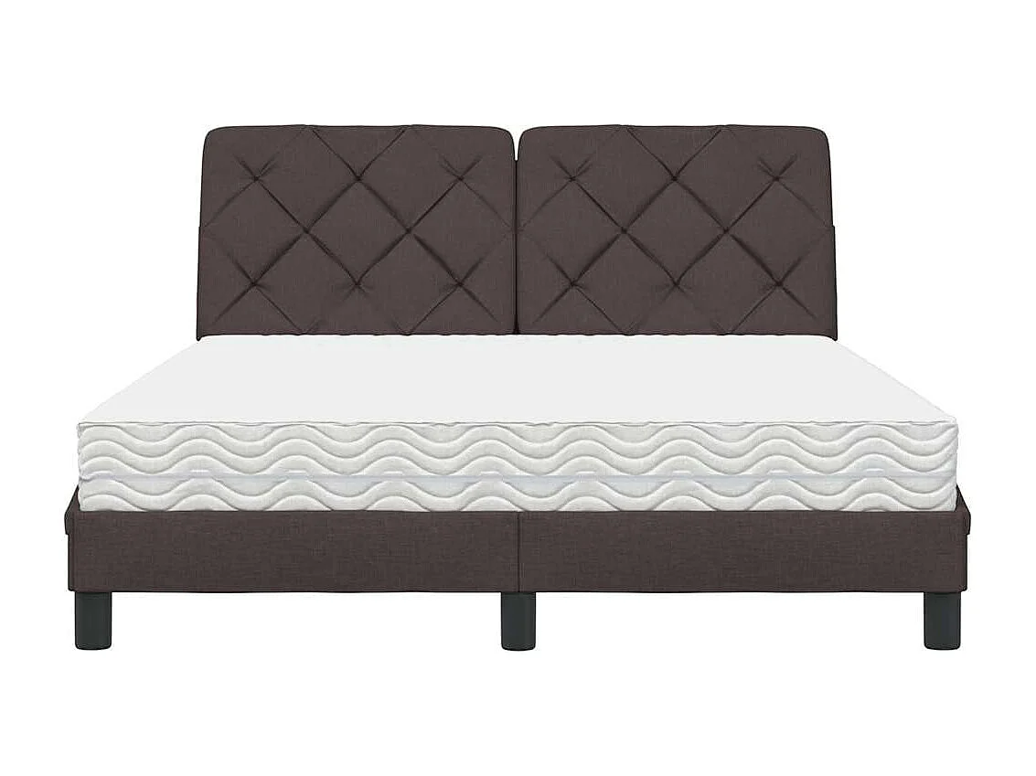 Cama com colchão 140x190 cm tecido castanho-escuro