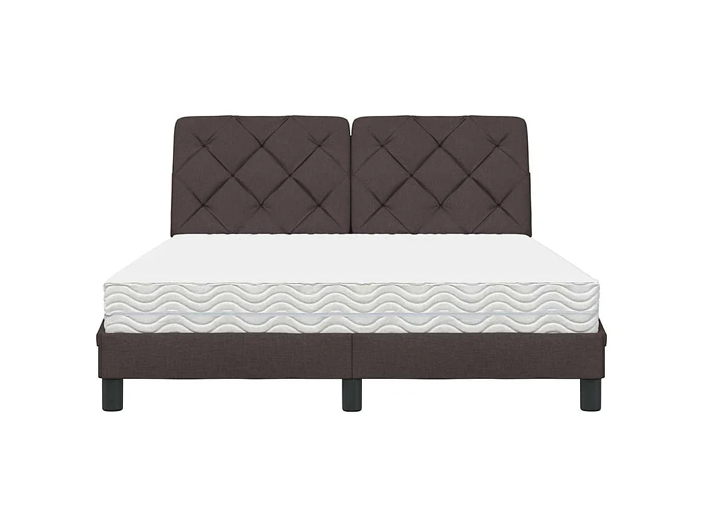 Cama con colchón tela marrón oscuro 140x190 cm