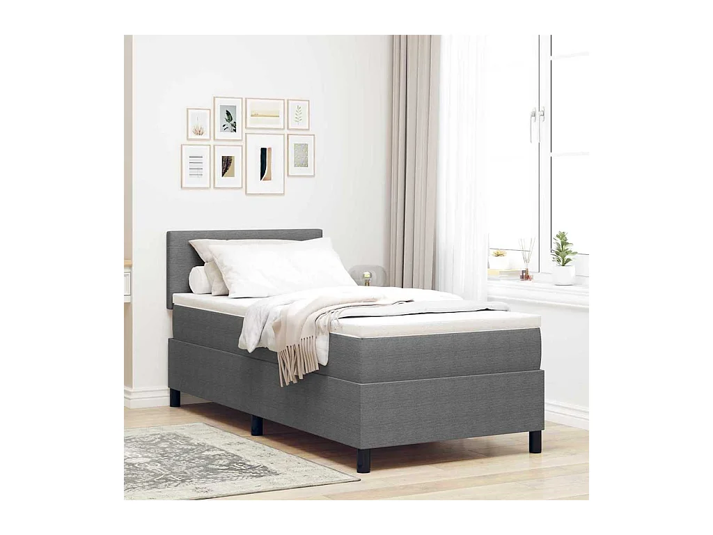 Letto a molle Grigio chiaro e bianco 193 x 90 x 88 cm