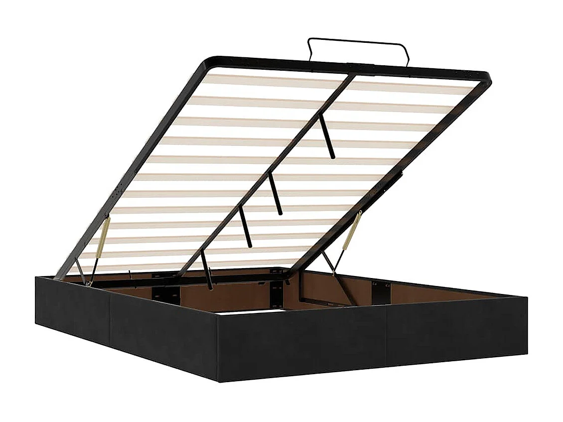 Cadre de lit ottoman sans matelas noir 140x200 cm velours