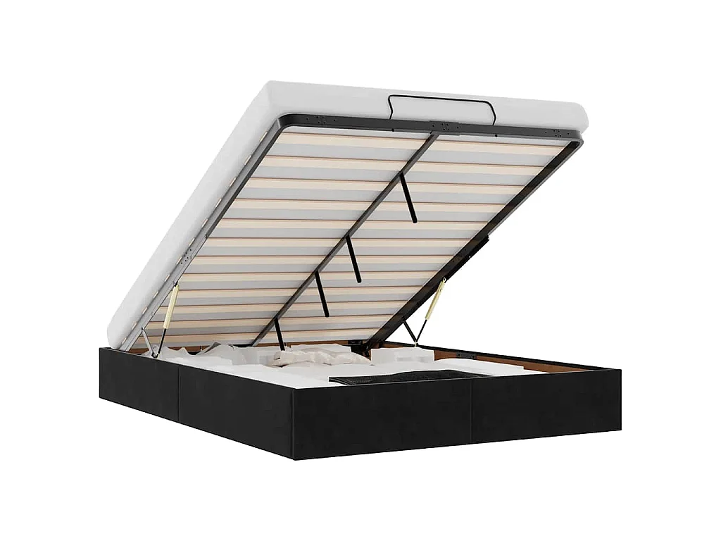 Cadre de lit ottoman sans matelas noir 140x200 cm velours