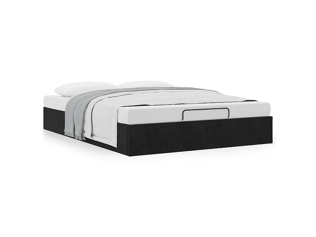 Cadre de lit ottoman sans matelas noir 140x200 cm velours