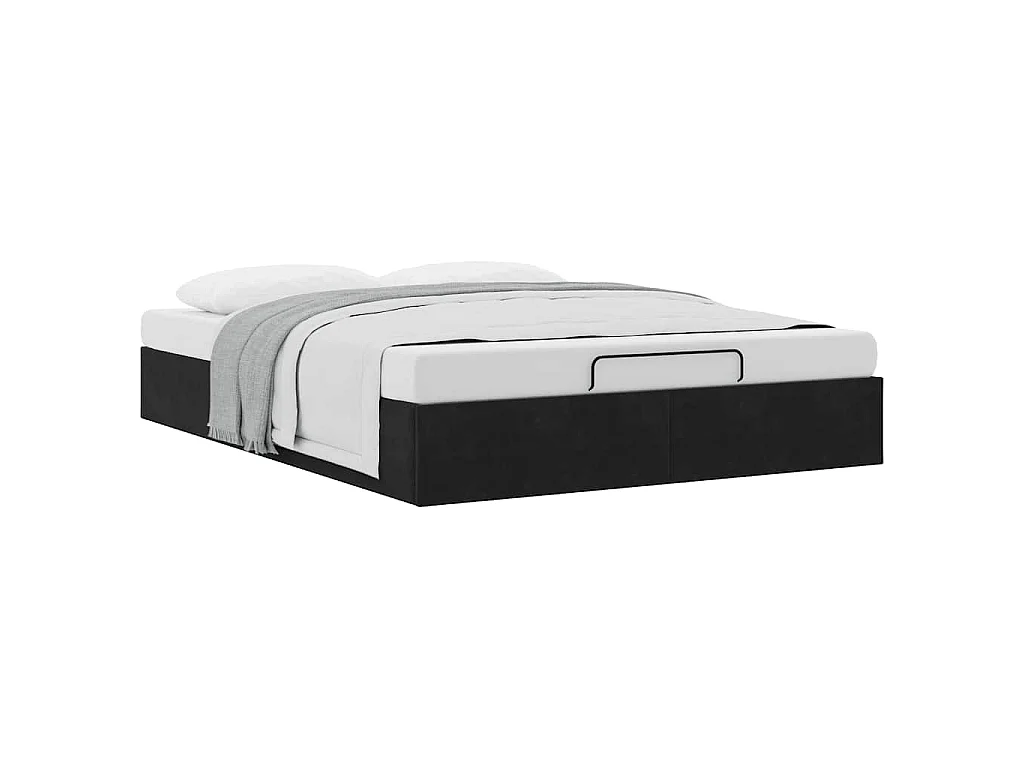 Cadre de lit ottoman sans matelas noir 140x200 cm velours