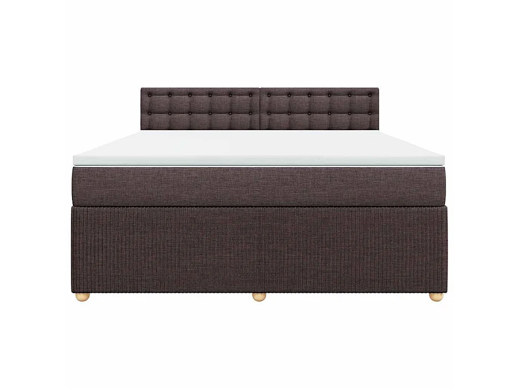Cama box spring con colchón tela marrón oscuro 180x200 cm
