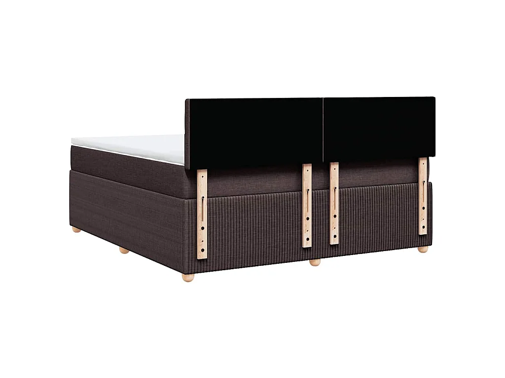 Cama box spring con colchón tela marrón oscuro 180x200 cm