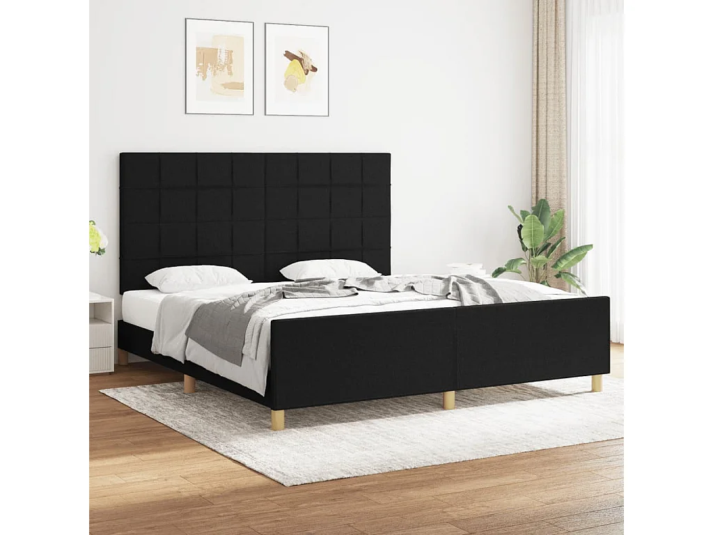 Cadre de lit sans matelas noir 180x200 cm tissu