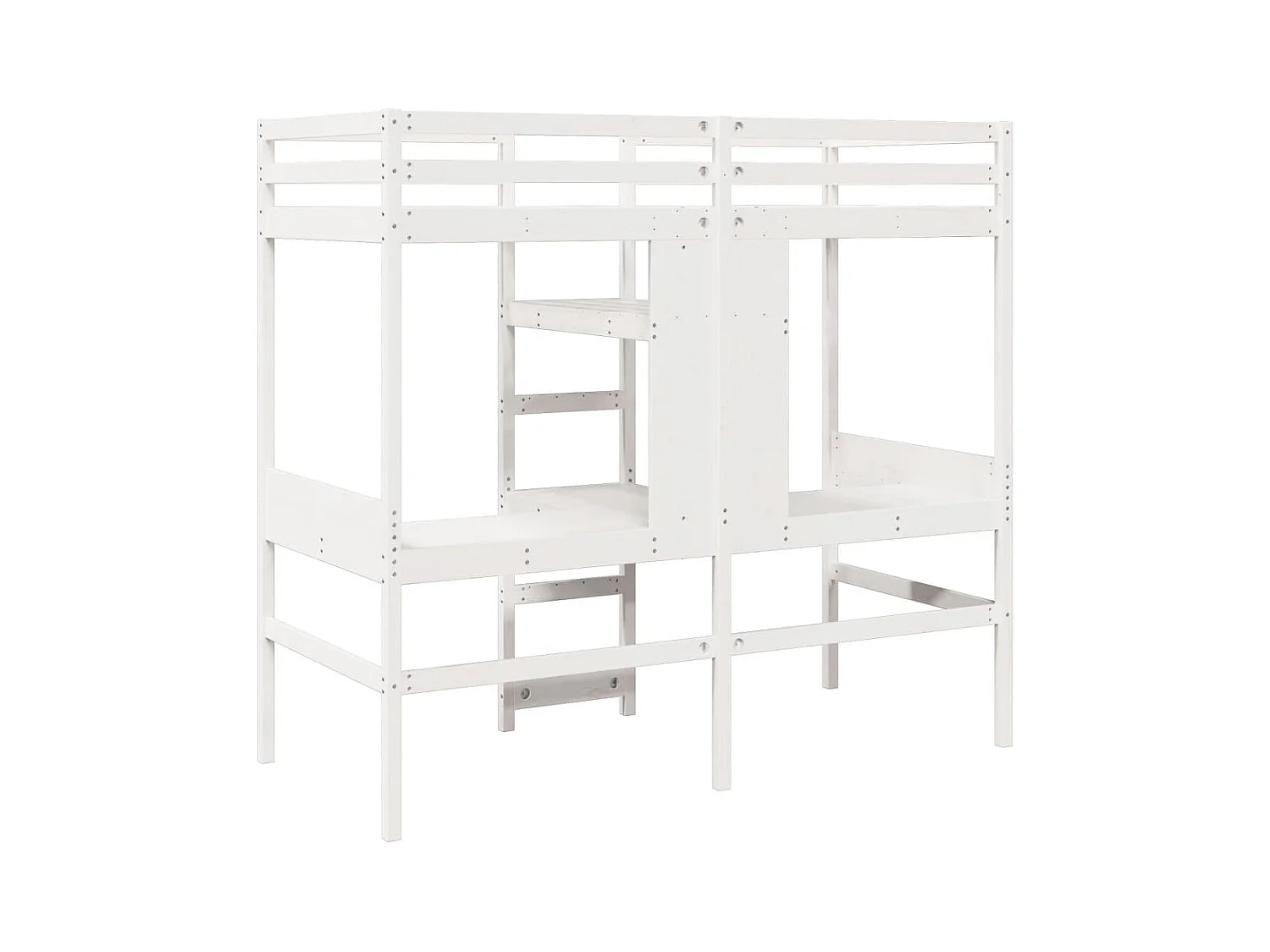 Lit mezzanine avec bureau et étagères blanc 90x200cm pin massif