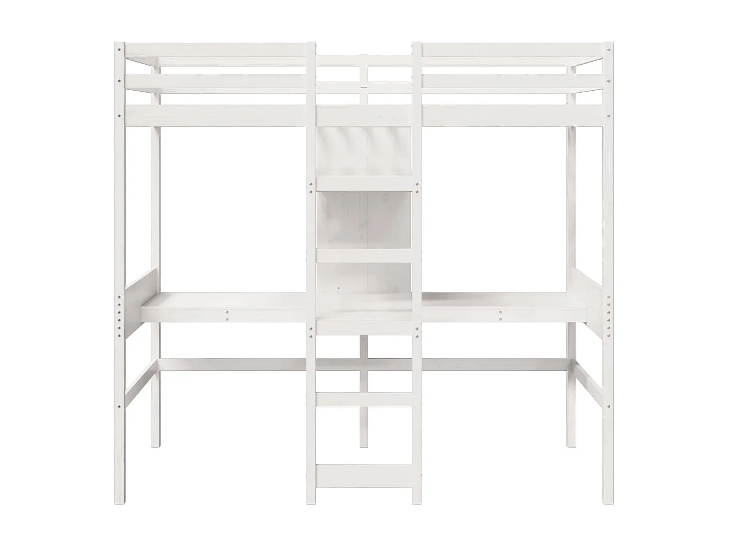 Lit mezzanine avec bureau et étagères blanc 90x200cm pin massif