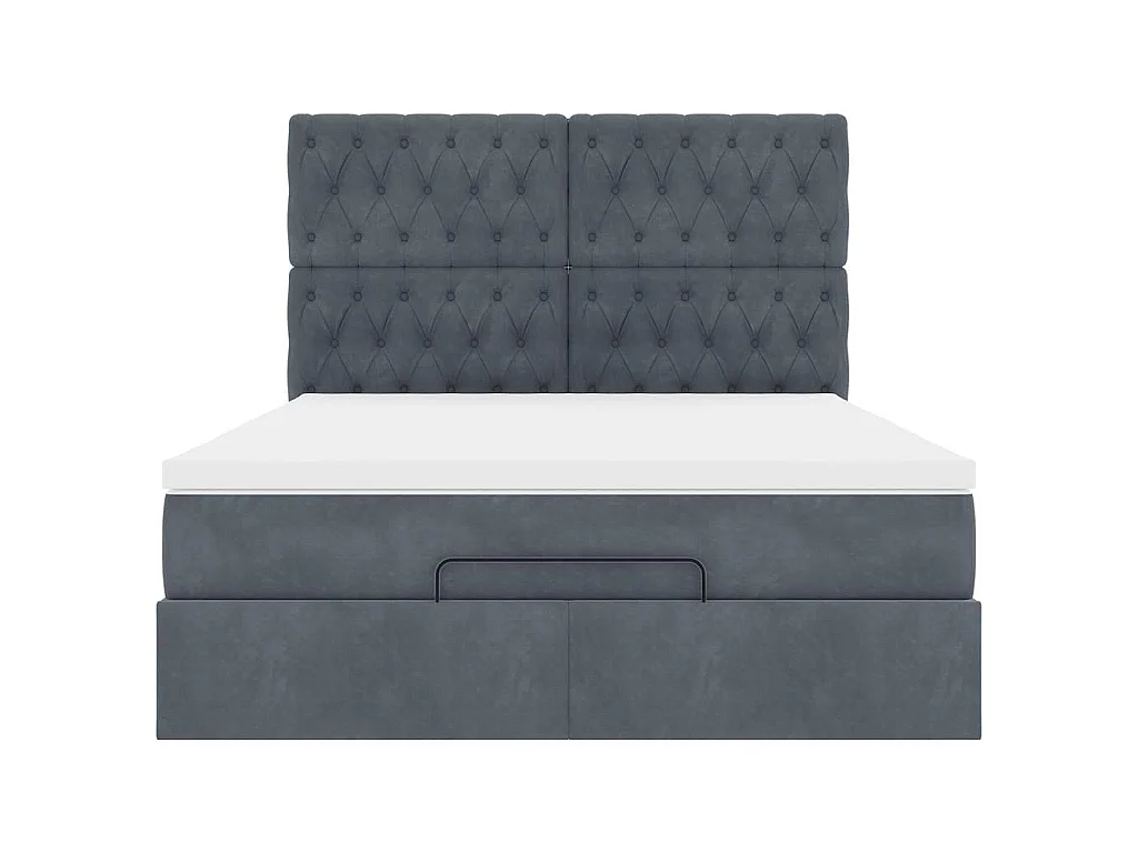 Ottoman-Bett mit Matratzen & LEDs Dunkelgrau 140x190 cm Samt