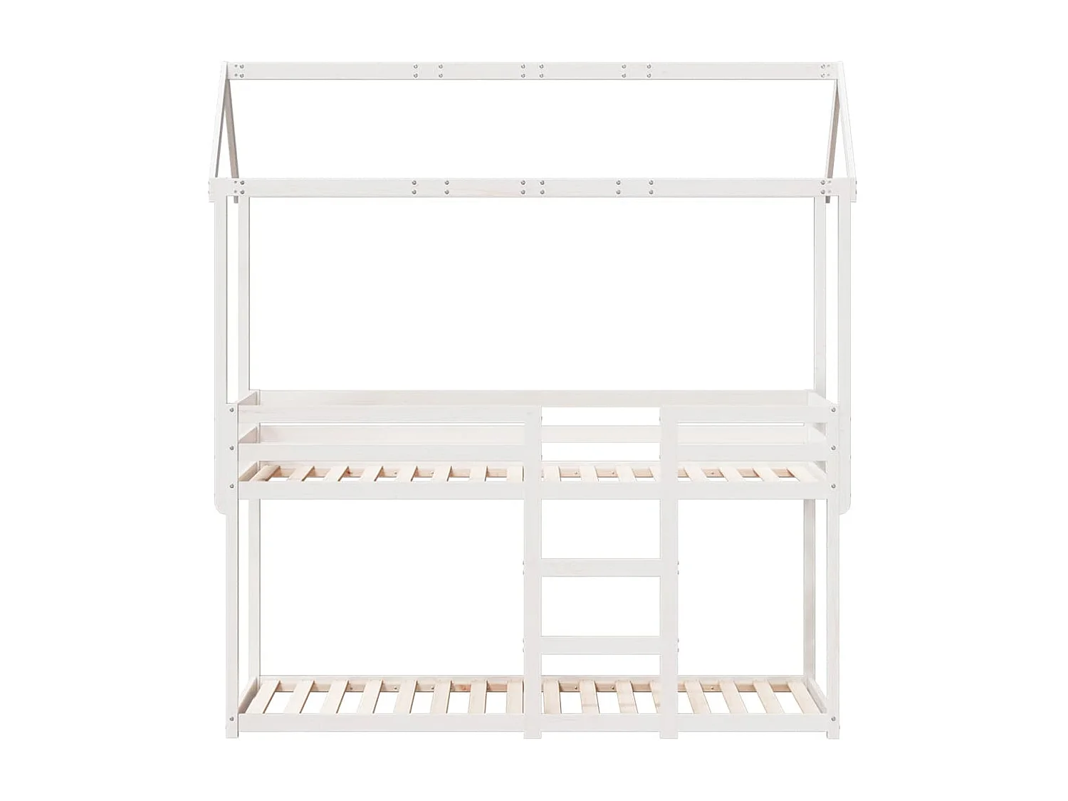 Beliche com telhado 90x200 cm madeira de pinho maciça branco