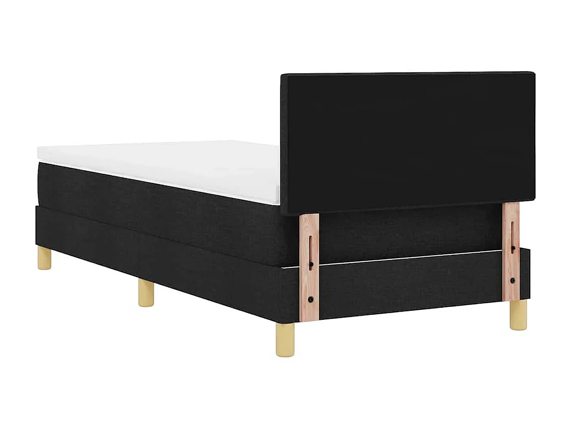 Boxspringbett mit Kissen mit Kopfteil Schwarz 90 x 190 cm Stoff