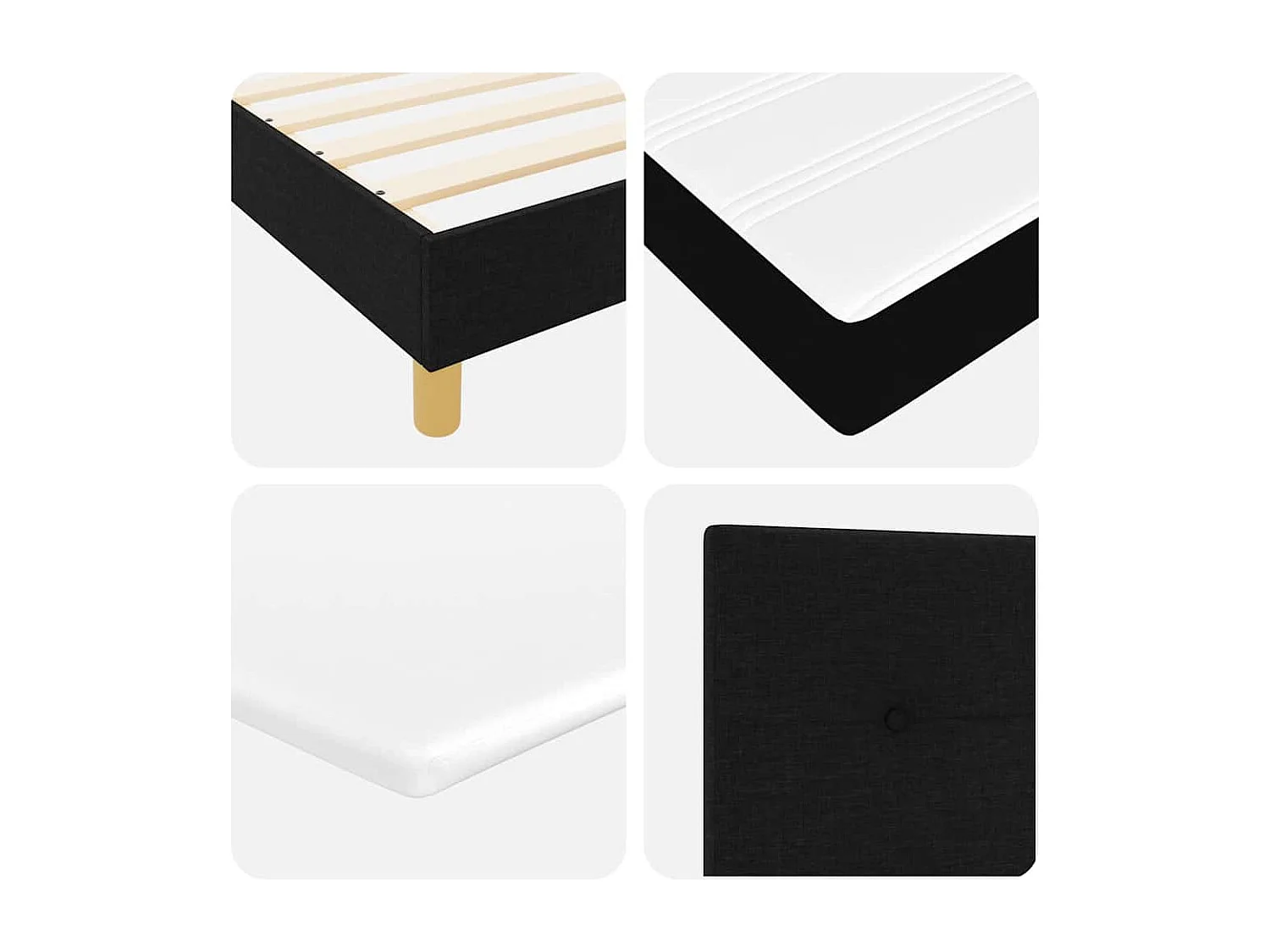 Boxspringbett mit Kissen mit Kopfteil Schwarz 90 x 190 cm Stoff