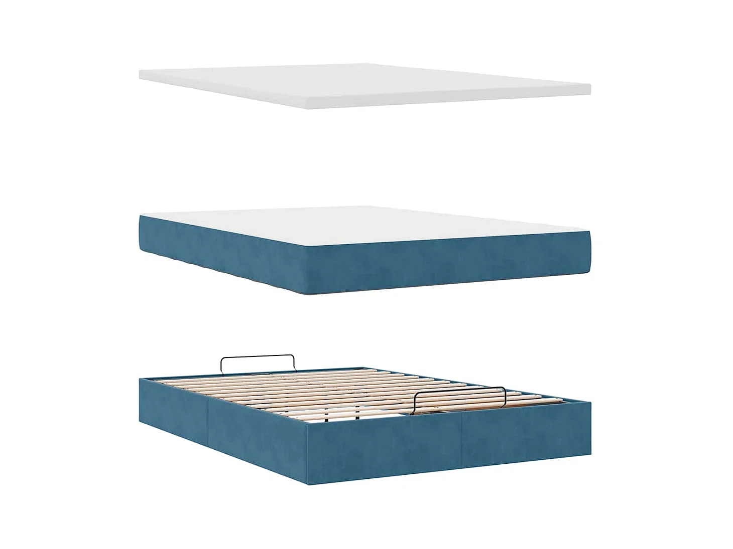 Cadre de lit ottoman avec matelas bleu foncé 140x190 cm velours