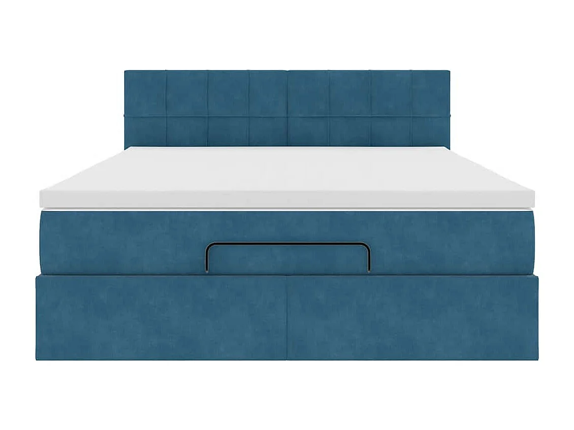 Estrutura de cama otomana com colchão 140x190cm azul escuro