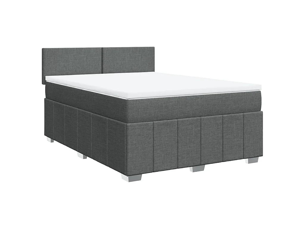 Sommier à lattes de lit avec matelas Gris foncé 160x200cm Tissu