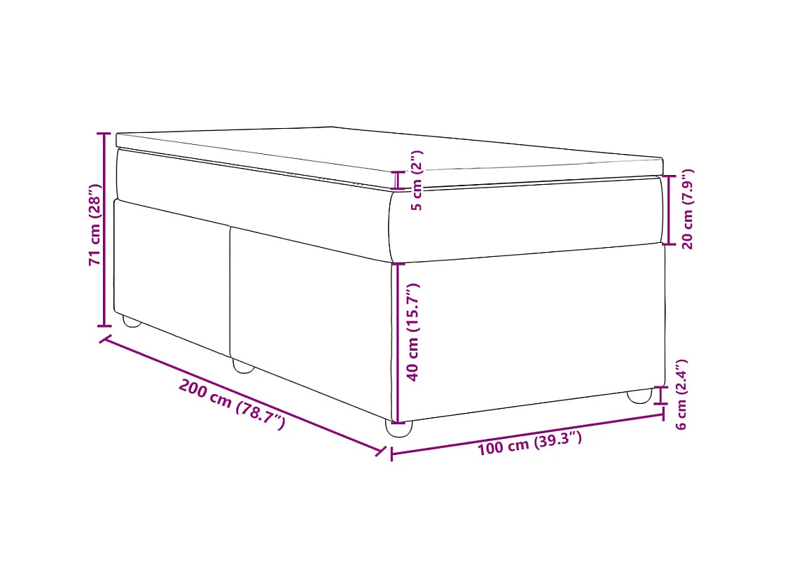 Boxspring met matras stof donkerbruin 100x200 cm