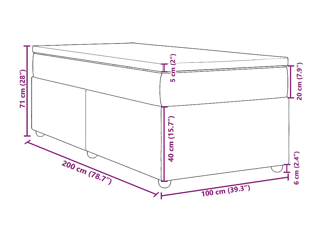 Boxspringbett mit Matratze Dunkelbraun 100x200 cm Stoff